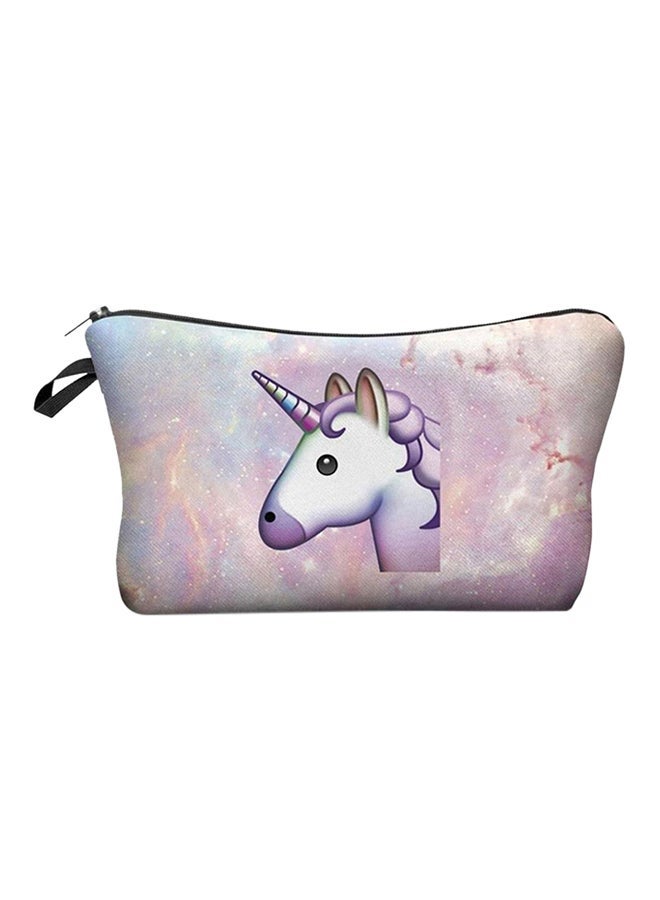 NIBEMINENT Emoji Unicorn Printed Makeup Bag Purple/Pink/White - Image 1