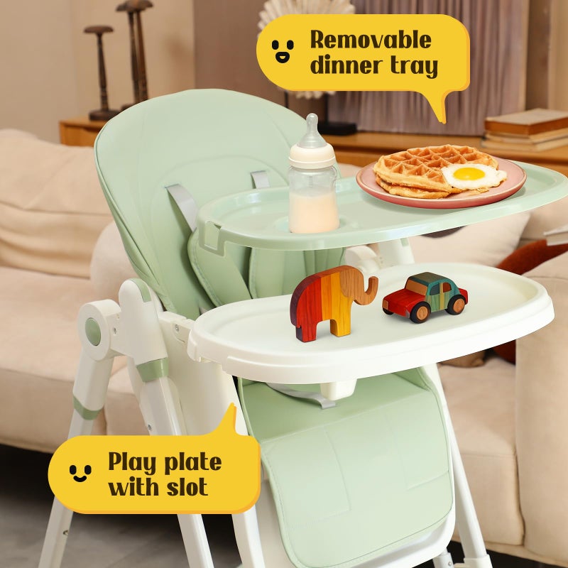 FAHKNS 6-in-1 High Chair with Rocker | Convertible Baby High Chair for Newborn to Toddler | Easy-Clean, Foldable & Adjustable with Removable Tray, Sparrow Lake Green - Image 4