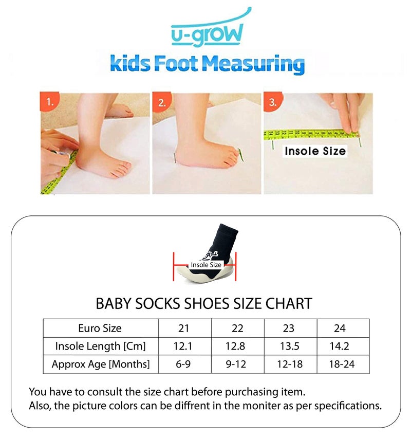 U-Grow Cotton Baby Anti-Skid Breathable Soft Ankle Length Socks Shoes Blue - Image 2