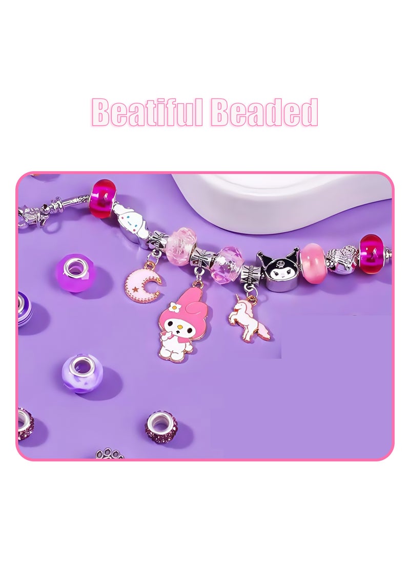 Sanrio - 27 Pieces Beaded Bracelet Making Kit, Girls Bead Jewelry Making Kit for DIY Making Necklace Gift for Girls Aged 7-14 with Jewelry Box - Image 1