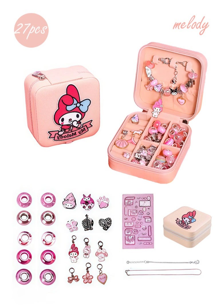 Sanrio - 27 Pieces Beaded Bracelet Making Kit, Girls Bead Jewelry Making Kit for DIY Making Necklace Gift for Girls Aged 7-14 with Jewelry Box - Image 1