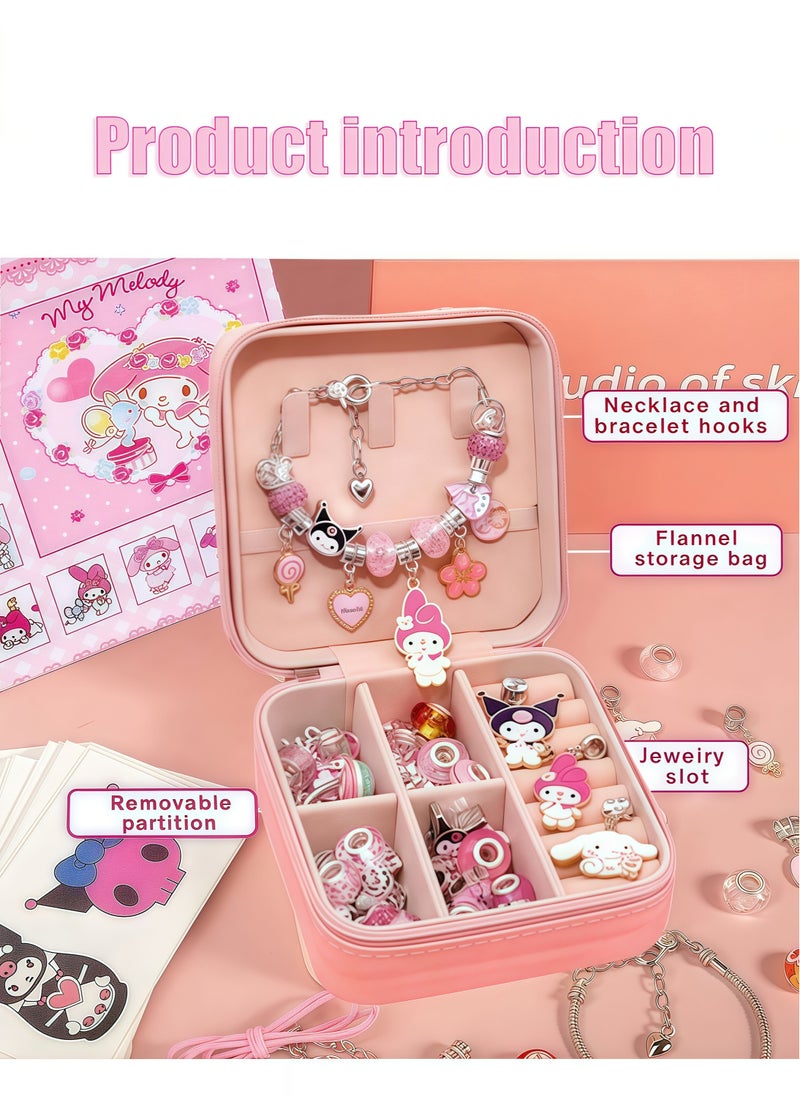 Sanrio - 27 Pieces Beaded Bracelet Making Kit, Girls Bead Jewelry Making Kit for DIY Making Necklace Gift for Girls Aged 7-14 with Jewelry Box - Image 1