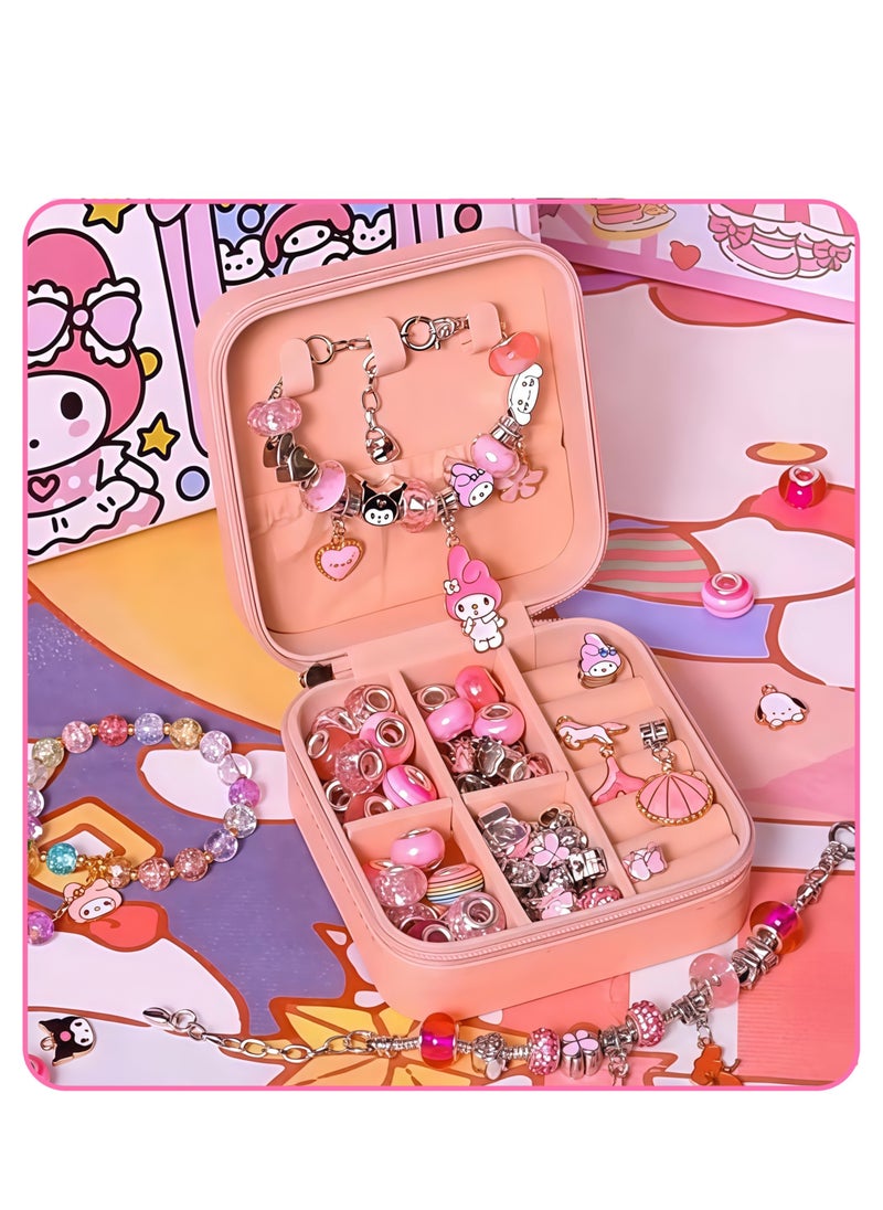 Sanrio - 27 Pieces Beaded Bracelet Making Kit, Girls Bead Jewelry Making Kit for DIY Making Necklace Gift for Girls Aged 7-14 with Jewelry Box - Image 1