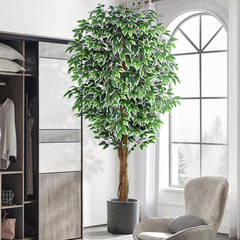 Keeplush 7ft Large Ficus Artificial Trees with Natural Curved Trunks, 84" Tall Lush Faux Tree for Home Decor Indoor, Green Lifelike Fake Ficus Tree 1pcs - Image 2