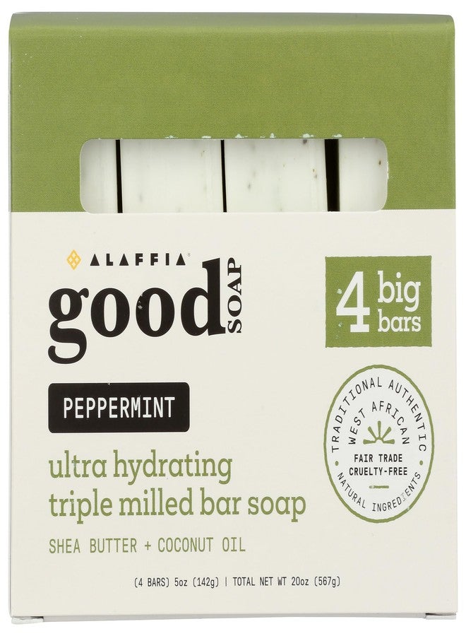Alaffia, Good Soap Peppermint Value Pack 4 Count, 5 Ounce - Image 1
