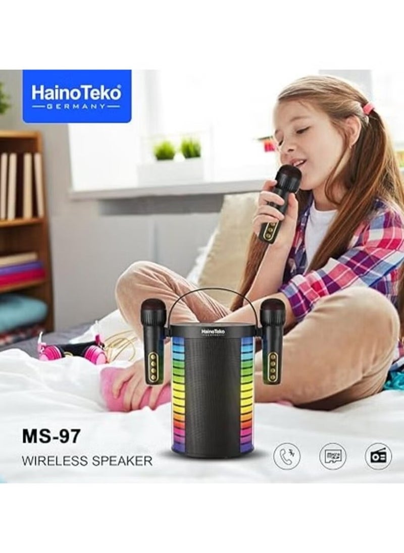 Haino Teko MS97 Bluetooth Wireless Speaker with Wireless Mic – Original, Powerful Sound System, Ideal for Parties, Karaoke, Outdoor Events & Home Use – Portable, Rechargeable, Clear Audio, Easy Bluetooth Connectivity - Image 3