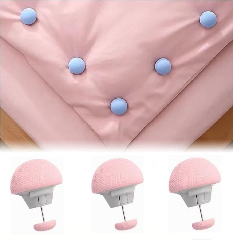 9UP 9UP® 6Pcs Bed Sheet Clips Duvet Cover | Cotton Mushroom Shape Duvet Clips | Non-Slip Cover Fixator Quick Holder Clips for Blanket, Bed Sheet, Curtain, Socks Mattress (Multicolor)  - Image 2