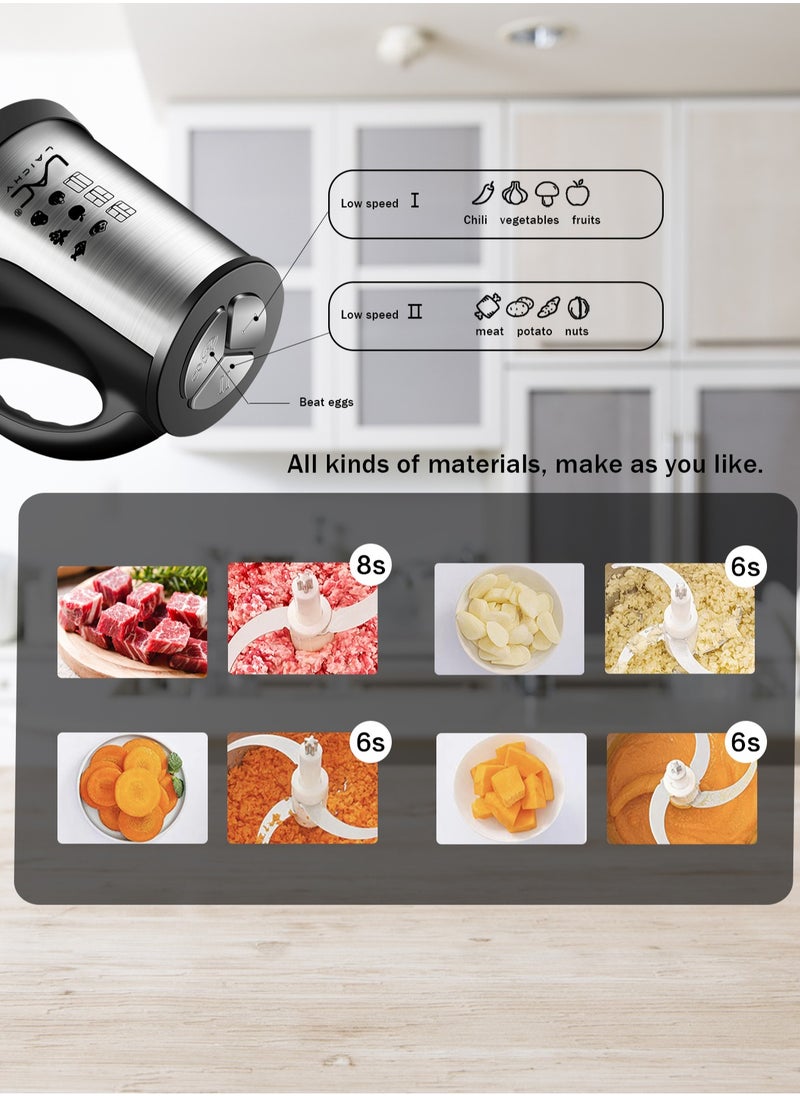 LAC - 3.8L Large Food Processors,Meat Grinder Veggie Chopper with with 2 pieces 16Cup Bowls 350W Electric Food Processors,3 Speed,2 pieces 4 Bi-Level Bladesand Spatula for Baby Food,Meat,Vegetables,Fruits - Image 1