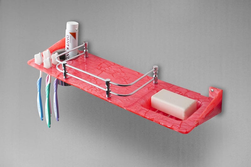 Flaner Unbreakable 3 in 1 Acrylic Corner Wall ShelvesSetShelfStorage for BathroomPink - Image 1