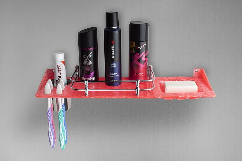 Flaner Unbreakable 3 in 1 Acrylic Corner Wall ShelvesSetShelfStorage for BathroomPink - Image 2