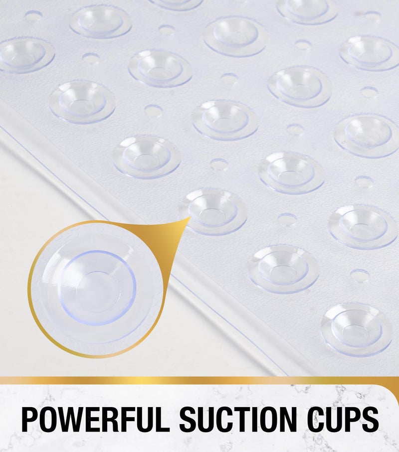 HITSLAM Shower Bathtub Mat Non Slip, 24"x 24" Bath Mat for Tub, Soft PVC Shower Mats for Inside Shower with Suction Cups and Center Drain Hole, Machine Washable Bathroom Floor Mat, Clear - Image 4