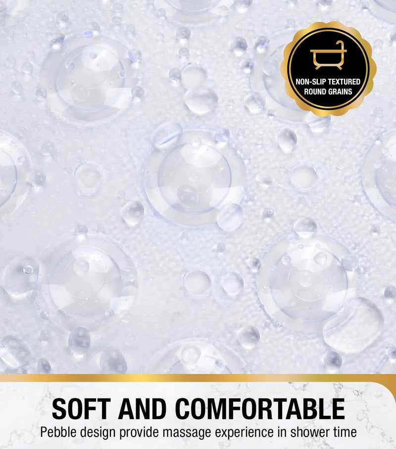 HITSLAM Shower Bathtub Mat Non Slip, 24"x 24" Bath Mat for Tub, Soft PVC Shower Mats for Inside Shower with Suction Cups and Center Drain Hole, Machine Washable Bathroom Floor Mat, Clear - Image 5