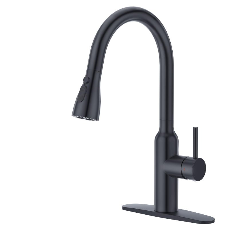 CREA Black Kitchen Faucet Pull Down Kitchen Faucets with Sprayer 3 Modes Uitility Laundry Faucets Single Hole Bar Sink Faucet 360 Swivel High Arc Stainless Steel RV Faucet Matte Black - Image 2
