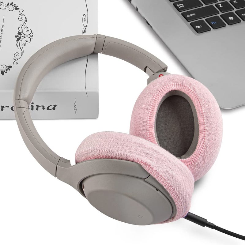 Geekria 2 Pairs Knit Headphones Ear Covers - Product Safety Certified - Washable & Stretchable Sanitary Earcup Protectors for Over-Ear Headsets, Sweat Pads for Gym, Gaming (Size M/Pink) - Image 4
