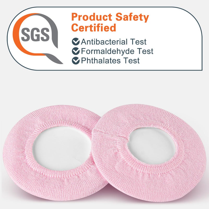 Geekria 2 Pairs Knit Headphones Ear Covers - Product Safety Certified - Washable & Stretchable Sanitary Earcup Protectors for Over-Ear Headsets, Sweat Pads for Gym, Gaming (Size M/Pink) - Image 2