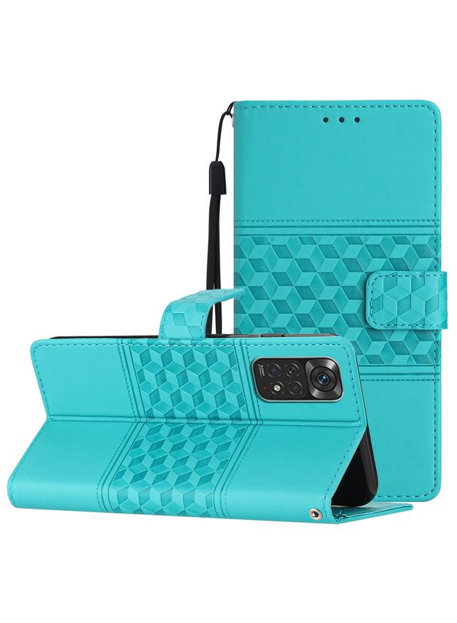The Bros Case For Xiaomi Redmi Note 11 / Note 11s Diamond Embossed Skin Feel Leather Phone Case with Lanyard