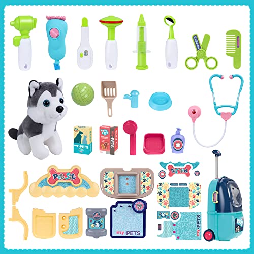 MAGIC4U Pet Cat Care Carrier Suitcase Toy 29PCS Doctor Vet Kit for Kids Pet Dog Grooming Feeding Toys Veterinarian Pretend Play Set Gifts for Boys and Girls Ages 312 - Image 5
