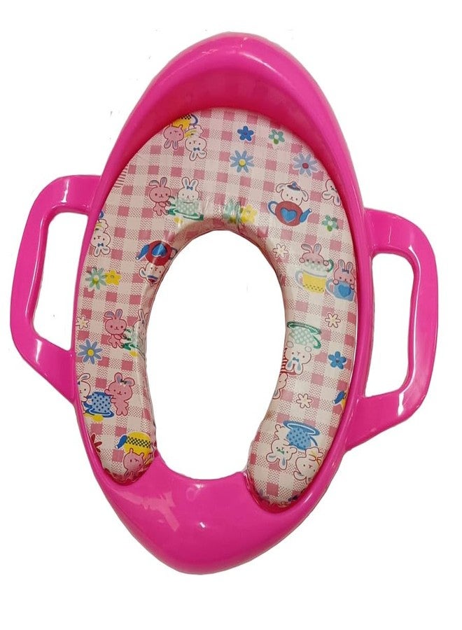 GIANT IMPEX Toddler Potty Training Seat with Handles – Soft Cushion Toilet Seat for Kids | Non-Slip, Comfortable & Portable Potty Trainer for Boys & Girls- 0 to 5 Years (Pink) - Image 1