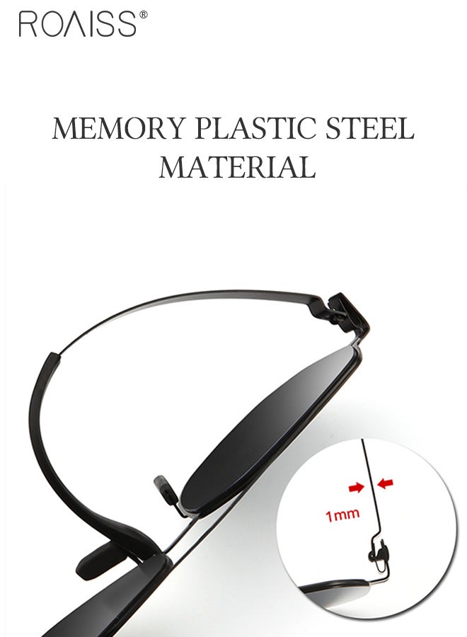 رويس نظارة شمسية مربعة رجالية، نظارة الشمس الواقية من الأشعة فوق البنفسجية 400 بإطار معدني فائق الخفة، ظلال شمس مضادة للوهج عصرية للرجال مناسبة للقيادة وصيد الأسماك والسفر، أسود - Image 4