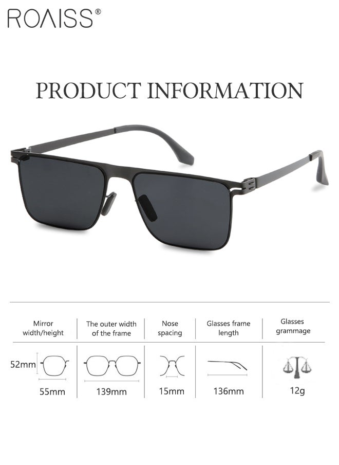 roaiss - Men's Square Sunglasses, UV400 Protection Sun Glasses with Ultralight Metal Frame, Fashion Anti-Glare Sun Shades for Men Driving, Fishing, Traveling, Black - Image 1