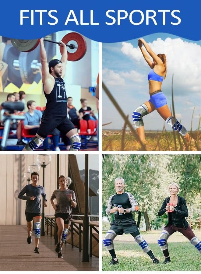 Spall Silicone Shock Absorption Sports Knee Pads - Wide Range of Sports Knee Support for Fitness Running Basketball - Breathable Knee Relieve Knee Stress - Image 2