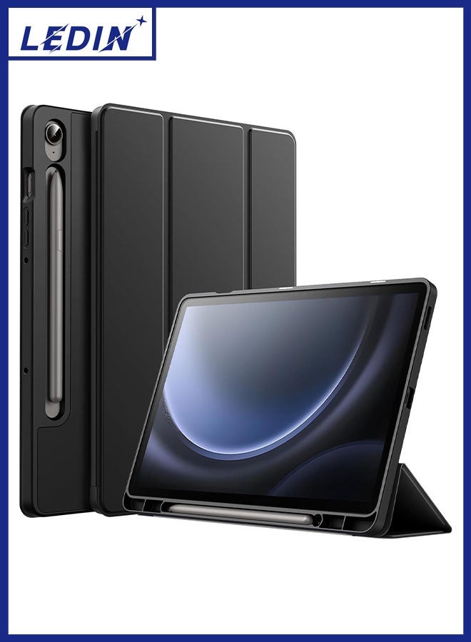 LEDIN Case for Samsung Galaxy Tab S9FE 10.9 Inch with S Pen Holder, Soft TPU Tri-Fold Stand Protective Tablet Cover, Support S Pen Charging, Auto Wake/Sleep - Image 1