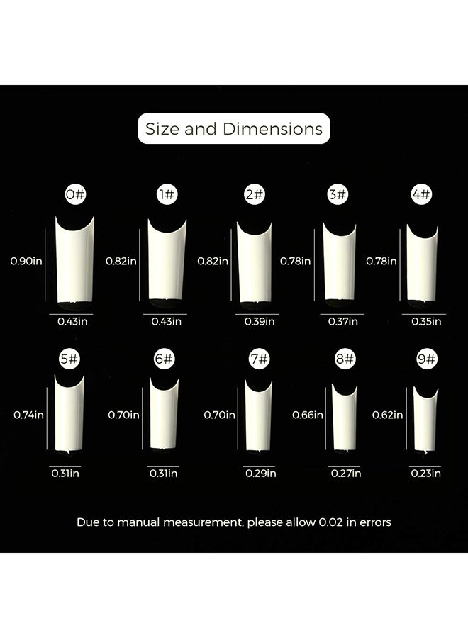 brunson Acrylic Tips French Fake Nails C- Curved Natural False 500 Pices BCCNFT500 - Image 4