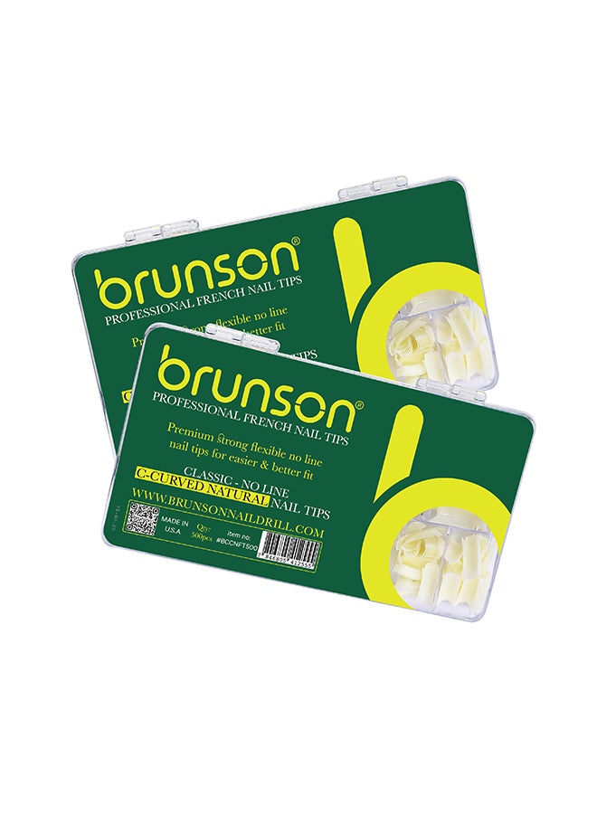 brunson Acrylic Tips French Fake Nails C- Curved Natural False 500 Pices BCCNFT500 - Image 1