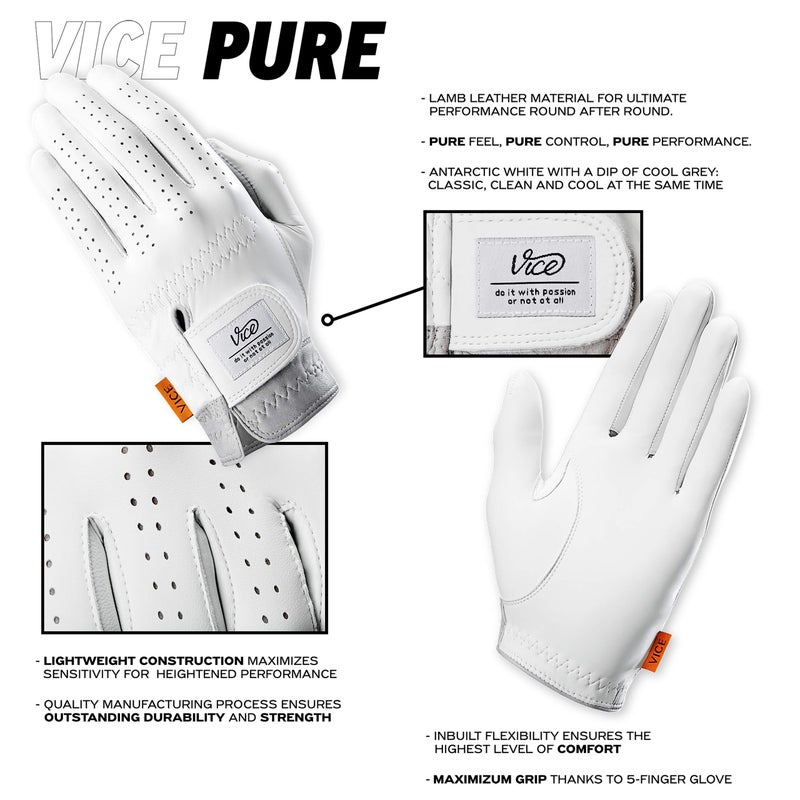 VICE Pure Golf Glove, White (Medium/Large) - Image 4