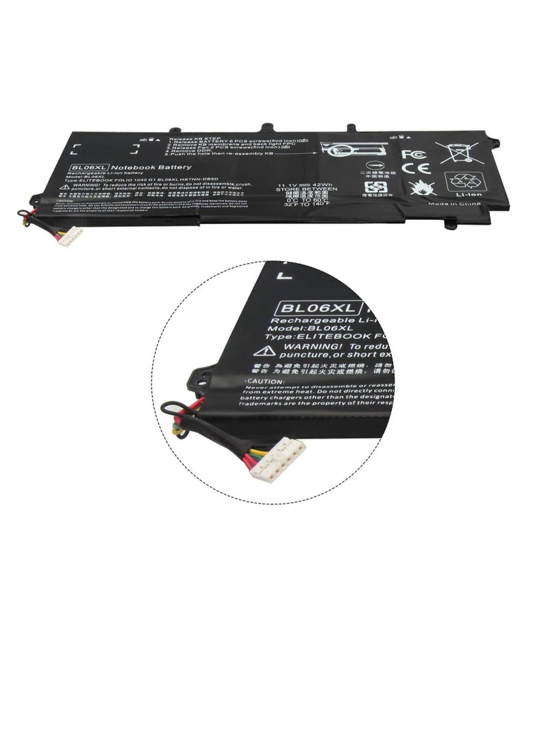 Generic - BL06XL BL06 Replacement Laptop Battery Compatible for HP EliteBook Folio 1040 G1 G2 BL06042XL 722236-1C1 HSTNN-DB5D（11.1V 42Wh） - Image 1