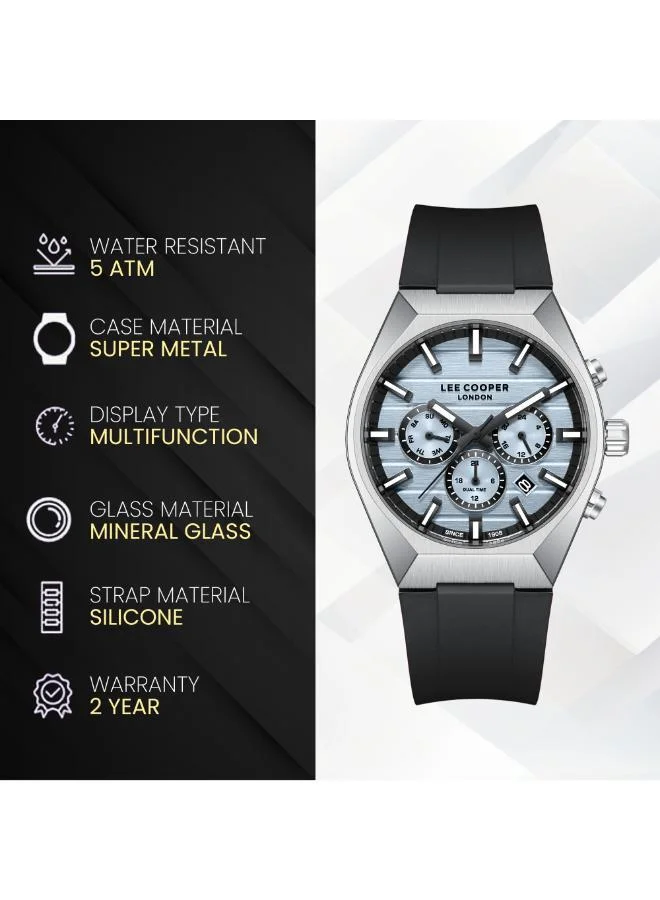 Lee Cooper black Men's Silicone MULTIFUNCTION Watch LC08388.301 - 41 mm for Men | Best Price UAE