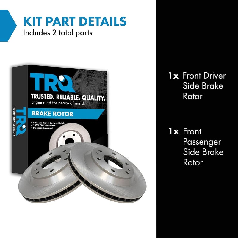 TRQ Front Brake Rotors Set Vented Compatible with 2004-2005 Buick Rainier 2002-2005 Chevrolet Trailblazer GMC Envoy Isuzu Ascender 2002-2004 Oldsmobile Bravada - Image 2