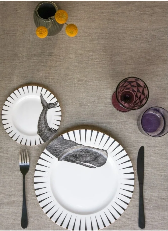YVONNE ELLEN Set of 2 Dinner + Side Plates Whale 26.5cm, 16Cm