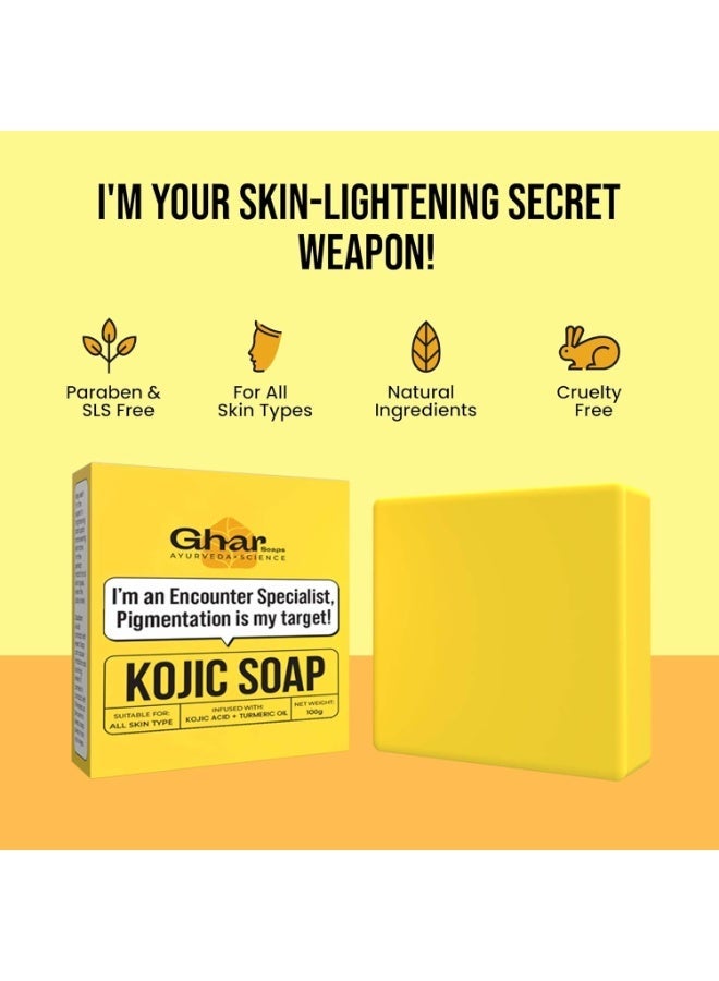 GHAR SOAP Kojic Whitening Soap 2% Acid Soap with Niacinamide Kojic Soap | For Pigmentation, Sun Damage, Brightening Underarm & Minimizes Dark Spot | Soap for Men & Women | Suitable for All Skin Types | (Pack of 1) (100 g) - Image 4