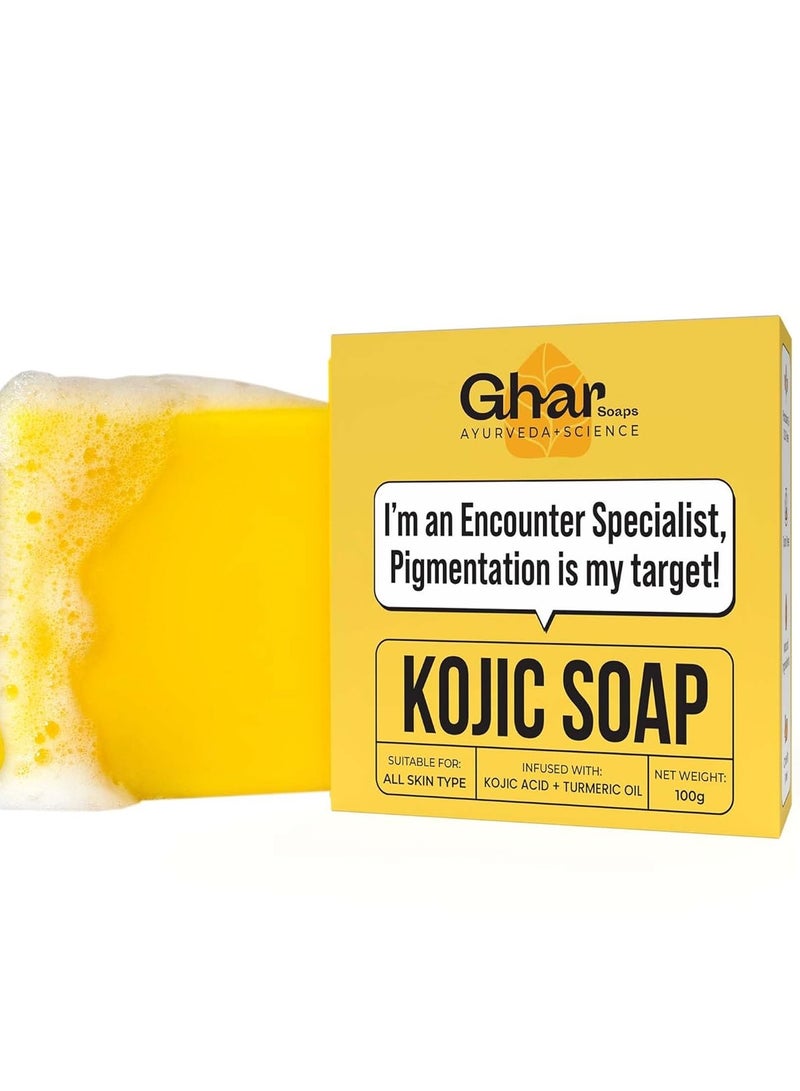 GHAR SOAP Kojic Whitening Soap 2% Acid Soap with Niacinamide Kojic Soap | For Pigmentation, Sun Damage, Brightening Underarm & Minimizes Dark Spot | Soap for Men & Women | Suitable for All Skin Types | (Pack of 1) (100 g) - Image 1