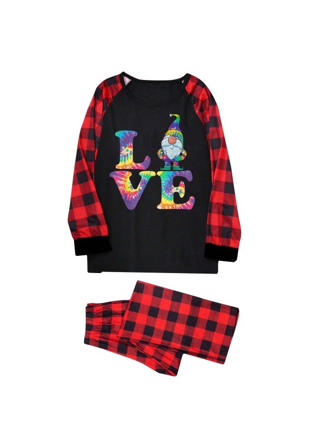 Women's Spring And Autum Long-sleeved Two-piece Outerwear Cartoon Outerwear Top + Plaid Pants Home Wear Two Pieces