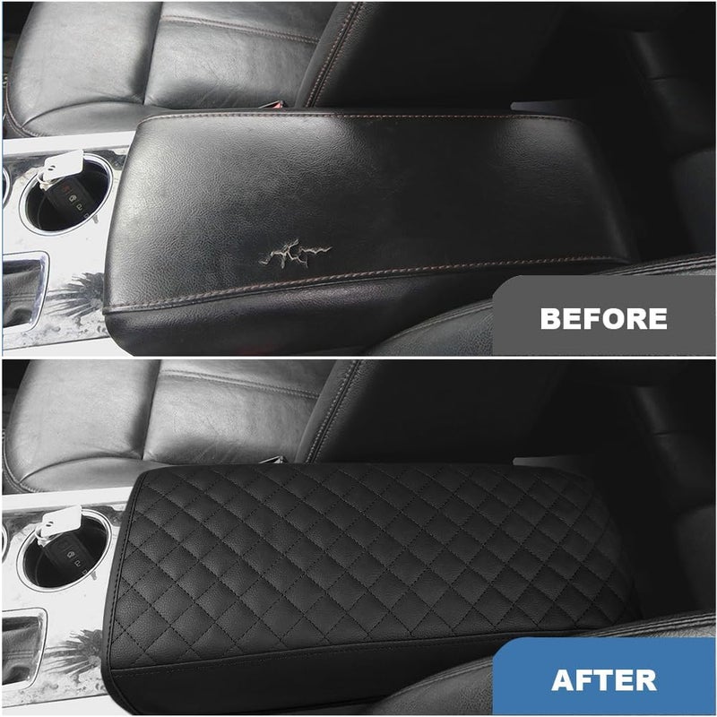 DEYTOP Center Console Cover for Ford Edge 2011-2014 Accessories Armrest Cover for 2013 Ford Edge Accessories Anti-Scratch Leather Armrest Pad Protector (Black with Pad) - Image 2
