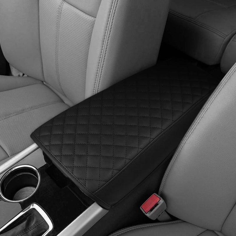 DEYTOP Center Console Cover for Ford Edge 2011-2014 Accessories Armrest Cover for 2013 Ford Edge Accessories Anti-Scratch Leather Armrest Pad Protector (Black with Pad) - Image 1