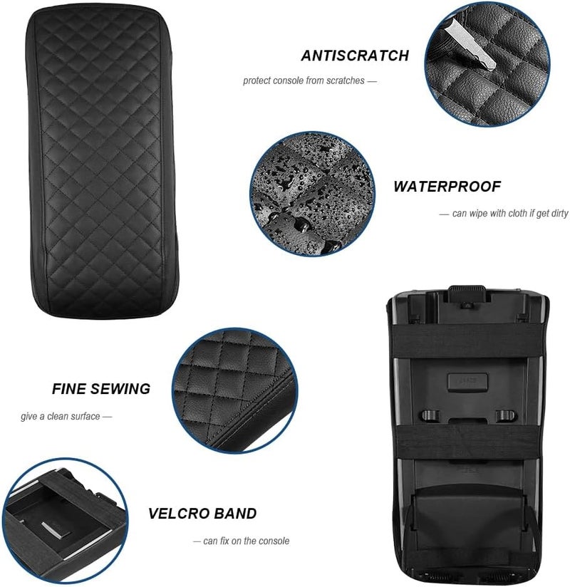 DEYTOP Center Console Cover for Ford Edge 2011-2014 Accessories Armrest Cover for 2013 Ford Edge Accessories Anti-Scratch Leather Armrest Pad Protector (Black with Pad) - Image 5