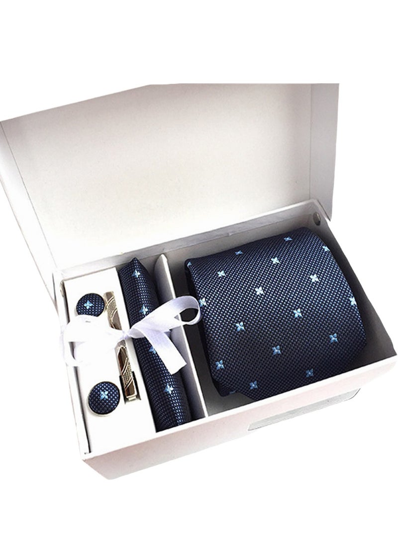 Generic 6 PCS Men's Premium Tie Gift Box Tie Pocket Square Fashionable Stylish Tie Clip Cufflinks Set  - Image 1