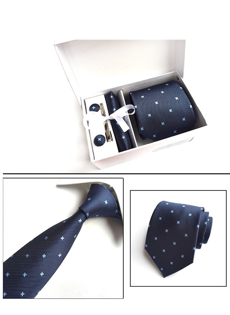 Generic 6 PCS Men's Premium Tie Gift Box Tie Pocket Square Fashionable Stylish Tie Clip Cufflinks Set  - Image 2