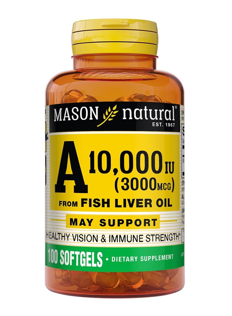 Mason Natural Vitamin A From Fish Liver Oil 3000 Mcg 10000 Iu 100 Softgels - Image 1