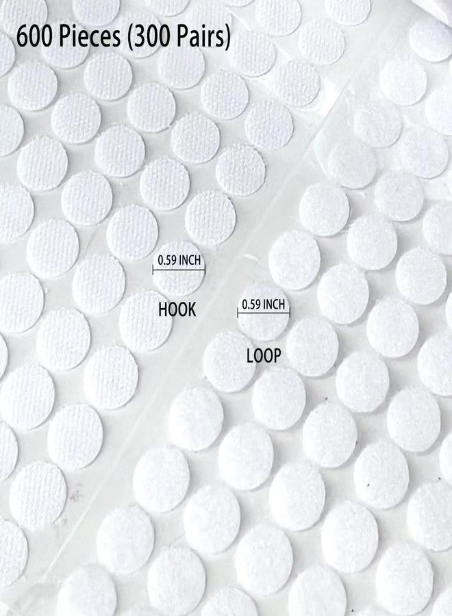 siicaaG Strong 600pcs(300 Pairs) 0.59" Diameter Sticky Back Round Nylon Dots, Premium Hook and Loop Self Adhesive Dots,is Ideal for Classroom, Office, Home - Image 3