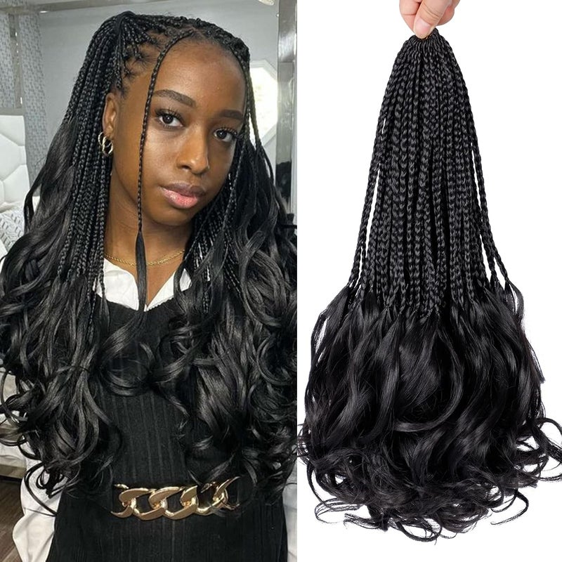 دورساني ضفائر فرنسية مجعدة مصنوعة بالخيط، طول 14 بوصة، 6 عبوات في كل 팩. ضفائر مصنوعة يدويًا بالخيط، بنهايات مجعدة، مناسبة للنساء (#1B) - Image 1