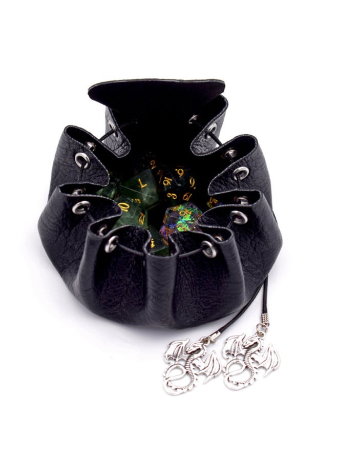 Spot Leather Storage Bag Jewelry Bracelet Storage TARO Brand Oracle Kaluen Stone Dice Storage Bag-Color:Black-Specifications:10*4cm - Image 1