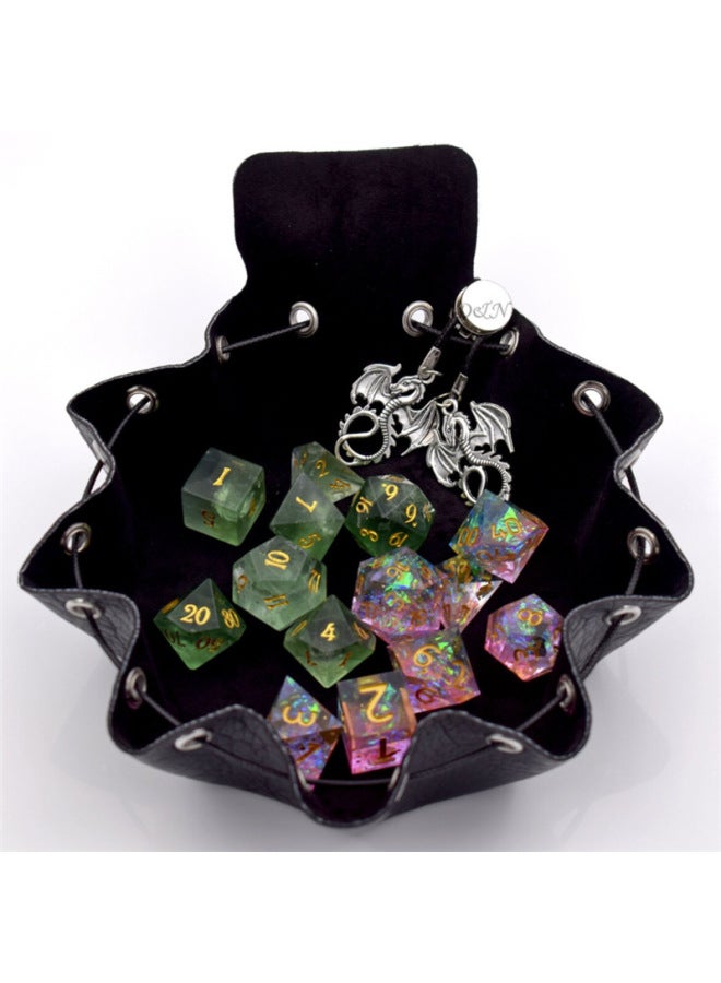 Spot Leather Storage Bag Jewelry Bracelet Storage TARO Brand Oracle Kaluen Stone Dice Storage Bag-Color:Black-Specifications:10*4cm - Image 3