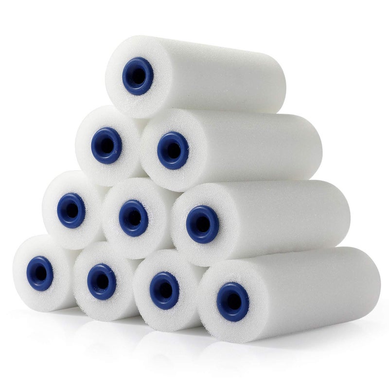 KUPOO Foam Paint Roller,4-Inch Mini Paint Roller Cover Refills, Small Roller Nap, Foam-Covered Ends, High-Density Foam Covers for Roller Frame and Paint Roller Kit, Pack of 11 - Image 2