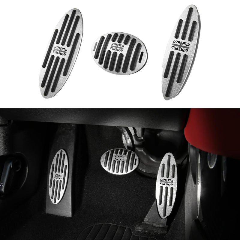 ANFOKAS ANFOKAS Compatible with Mini Cooper Accessories Anti-Slip Auto Pedals Foot Pedal Covers -Gray Flag - Image 1