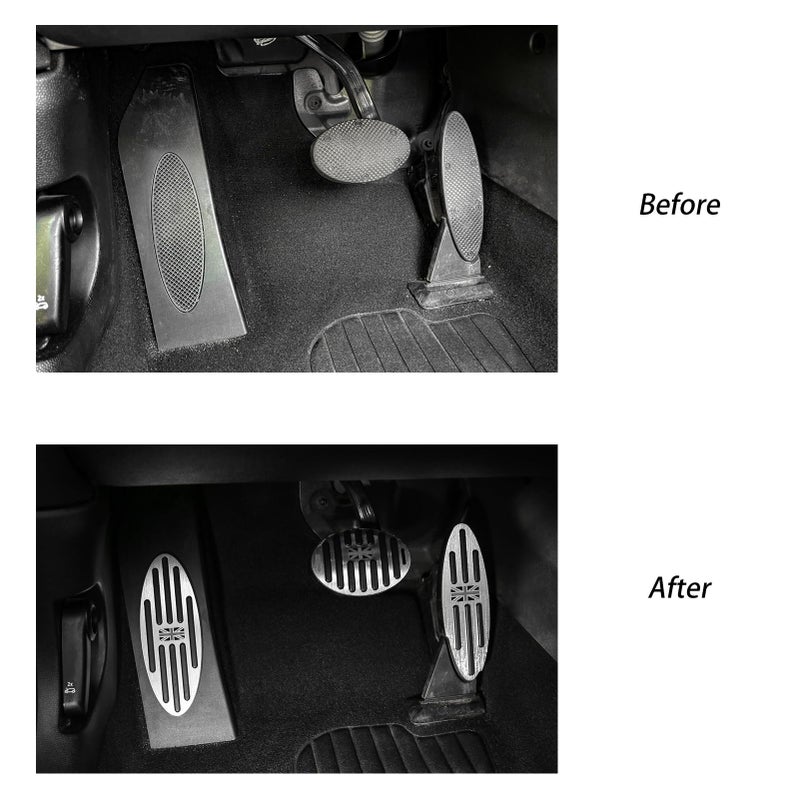 ANFOKAS ANFOKAS Compatible with Mini Cooper Accessories Anti-Slip Auto Pedals Foot Pedal Covers -Gray Flag - Image 2