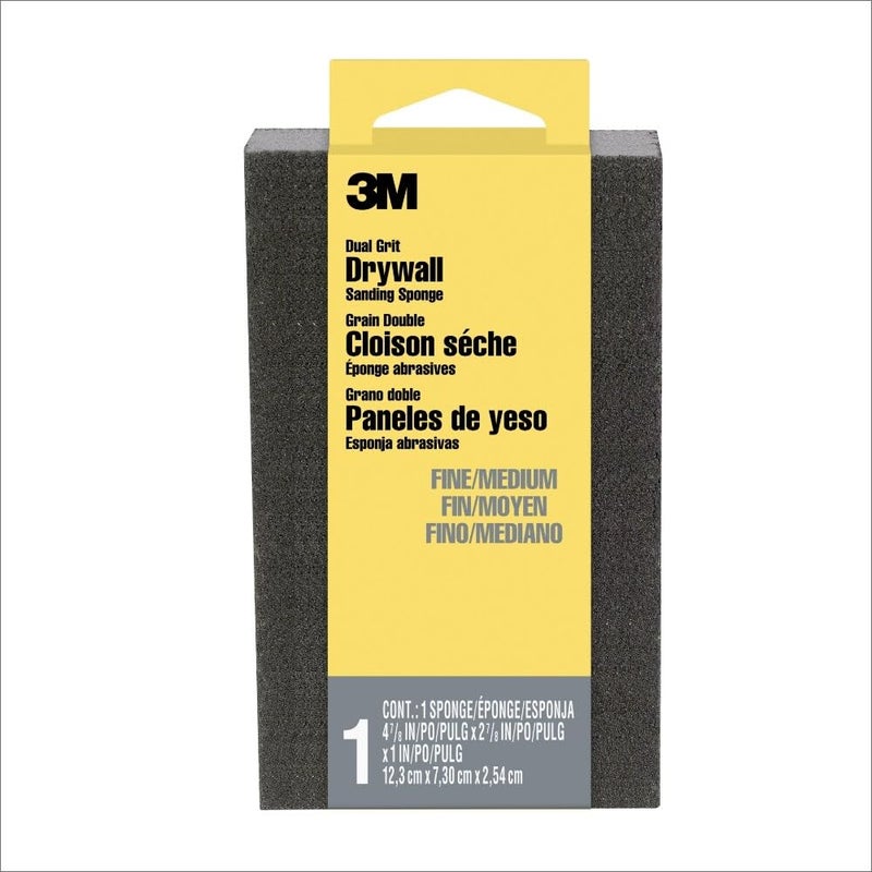 3M Drywall Sanding Sponge FineMedium Grits Dual Grit Block Medium Grit to Remove Fine Grit to Smooth Ideal for Sanding and Smoothing of Joint Compounds 258 in x 334 in 9095DCNA